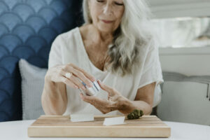 Woman preparing cannabis